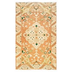 2
10 "x4
9" Jaune Vintage Northwest Persian Flower Design Tapis en laine noué à la main