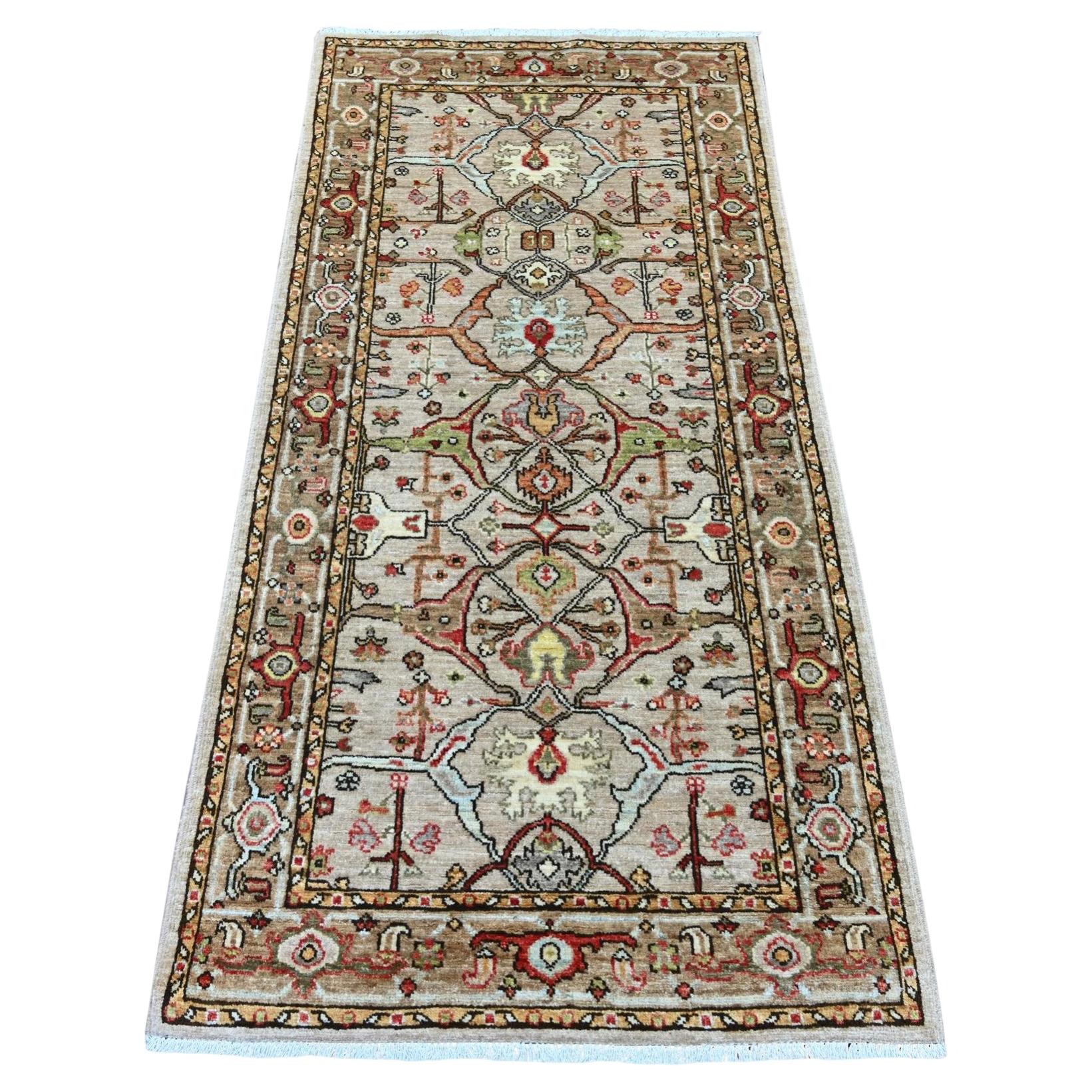 2'10"x5'10" Brown Peshawar with Bijar Garus Design Hand Knotted Wool Runner Rug