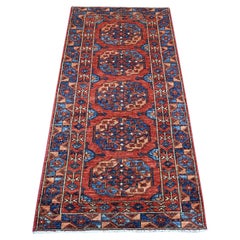 2'10 "x5'10" Red Hand Knotted Elephant Feet Design Wool Runner Oriental Rugs
