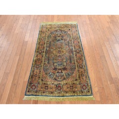 2'10"x5'2" Bone Brown 400 KPSI Chinese Pure Silk Hand Knotted Tea Washed Rug