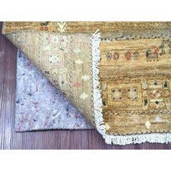 2'10"x5'9" Brown Kashkuli Gabbeh Animal Figurines Hand Knotted Wool Runner Rug