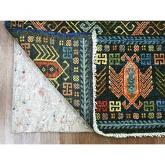 2'10"x6' Blue Afghan Ersari with Hutchlu Design Hand Knotted Wool Runner Rug