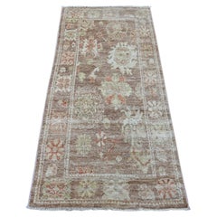 2'10"x6' Cedar Brown Hand Knotted Afghan Angora Oushak Wool Runner Oriental Rug