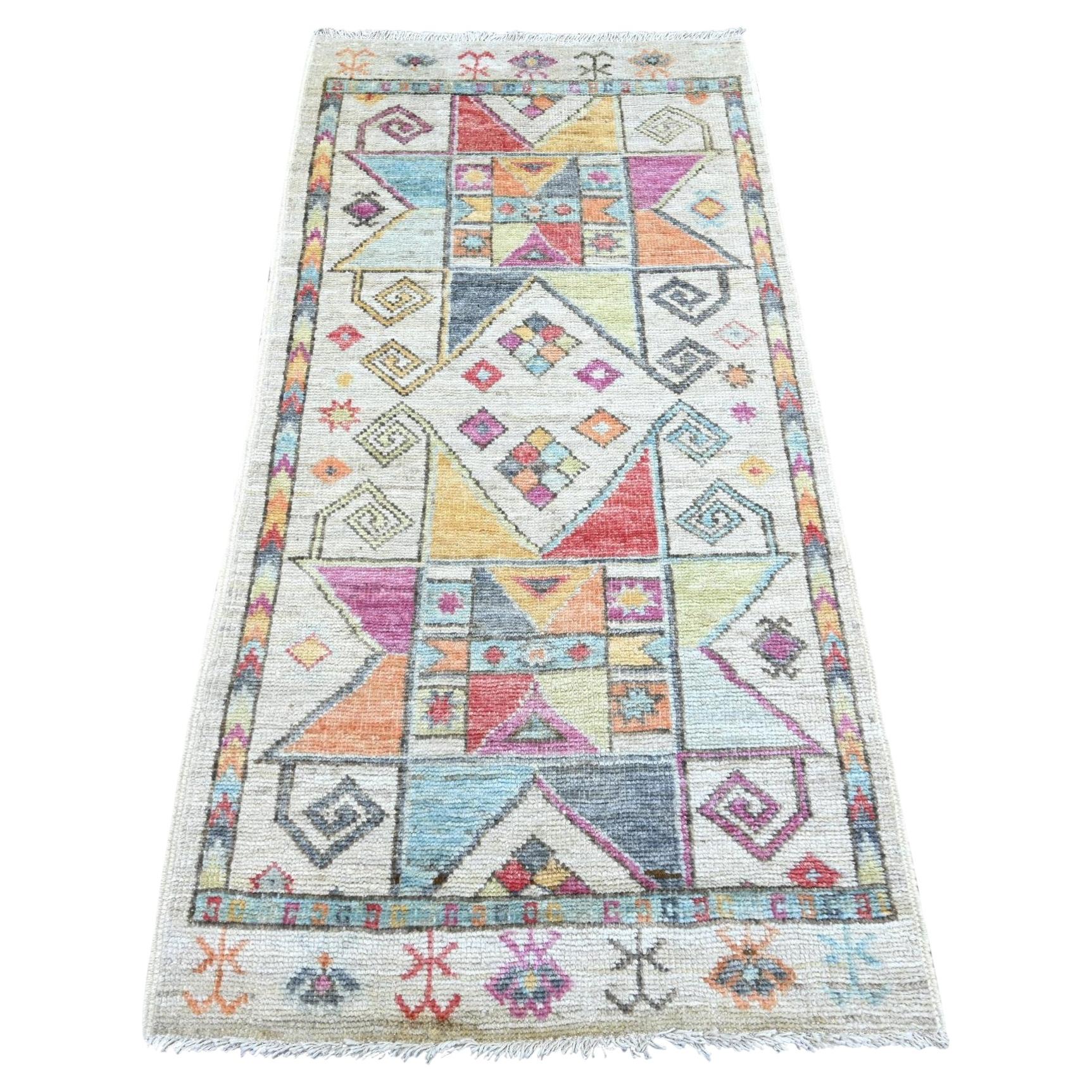 2'10"x6' Gray Anatolian Village Inspired Design Hand Knotted Wool Runner Rug