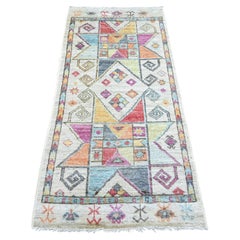 2'10"x6' Gray Anatolian Village Inspired Design Hand Knotted Wool Runner Rug