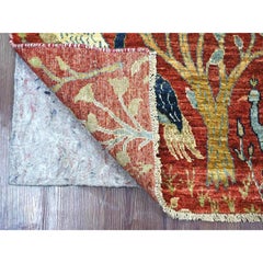 Tappeto Runner in lana rosso annodato a mano Peshawar Birds of Paradise Design/One 2'10 "x6'4"