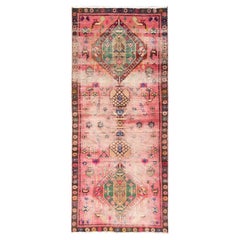 2
10"x7
 Pink Vintage Northwest Persian Peacocks Hand Knotted Wool Runner Rug