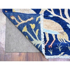 2'10 "x7'10" Chelsea Blau Wolle Hand geknüpft Afghan Peshawar Läufer Orientteppich