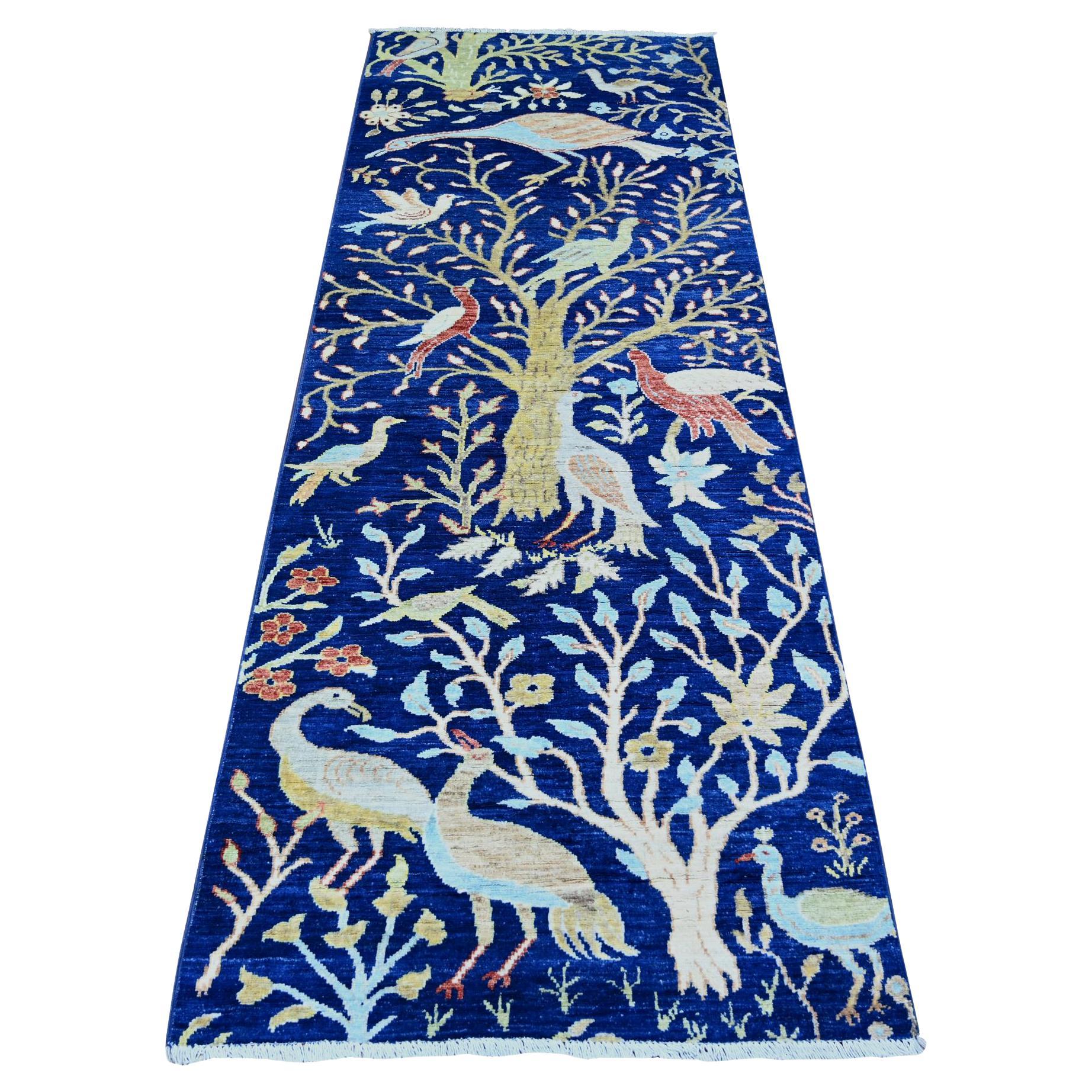 2
10 "x7
10" Chelsea Blau Wolle Hand geknüpft Afghan Peshawar Läufer Orientteppich