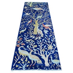 2'10"x7'10" Chelsea Blue Wool Hand Knotted Afghan Peshawar Runner Oriental Rug