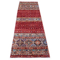 2'10 "x8' Berry Red Afghan Pure Wool Super Kazak Hand Knots Rugs