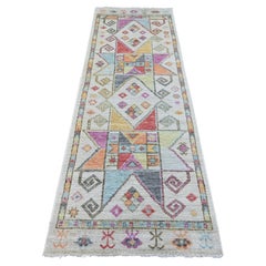 2'10"x8' Gray Anatolian Village Inspired Design Hand Knotted Wool Runner Rug