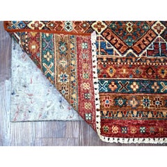 2'10"x8' Red Afghan Super Kazak Khorjin Design Hand Knotted Wool Runner Rug