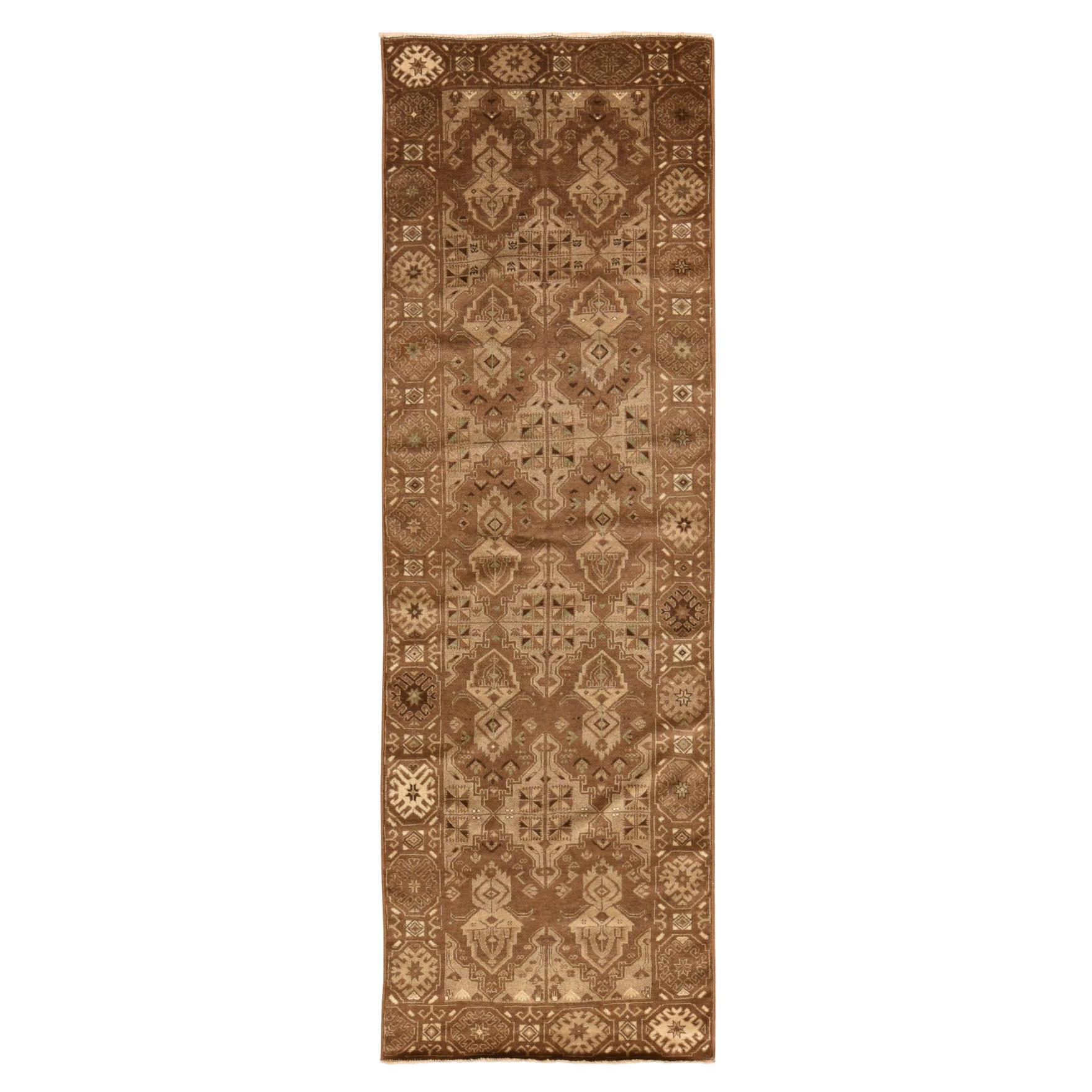 2'10 "x9'2" Brown Washed Out Afghan Baluch Hand geknüpft natürliche Wolle Läufer Teppich im Angebot