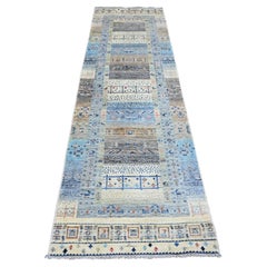 2'10"x9'6" Brown Soft Wool Fine Kashkuli Gabbeh Hand Knotted Runner Oriental Rug