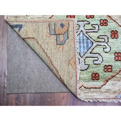 2'10"x9'7" Tan Anatolian Village Inspired Design Wool Hand Knotted Runner Rug