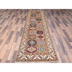 2'10"x9'9" Gray Hand Knotted Special Kazak Pure Wool Wide Runner Oriental Rug