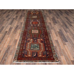 2'10"x9'9" Purple Wool Vintage Northwest Zoroastrian Hand Knotted Runner Rug