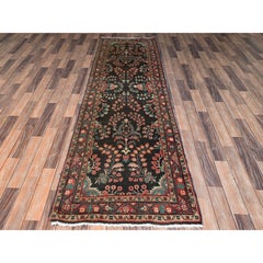 2'10"x9'9" Umber Brown Vintage Persian Lilahan Hand Knotted Pure Wool Runner Rug