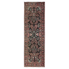 2'10"x9'9" Umber Brown Vintage Persian Lilahan Hand Knotted Pure Wool Runner Rug