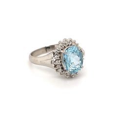 Platinring mit 2,11 Karat Aquamarin und Diamant