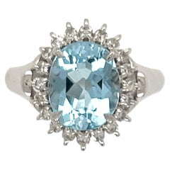 2.11 Carat Aquamarine and Diamond Platinum Ring