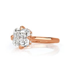 2.11 Carat Assher Cut Diamond Ring Brilliant White 14K Gold A Classic Statement
