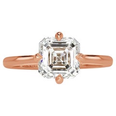 2.11 Carat Assher Cut Diamond Ring Brilliant White 14K Gold A Classic Statement