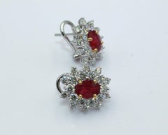 2.11 Carat Burma Ruby & Diamond Earring