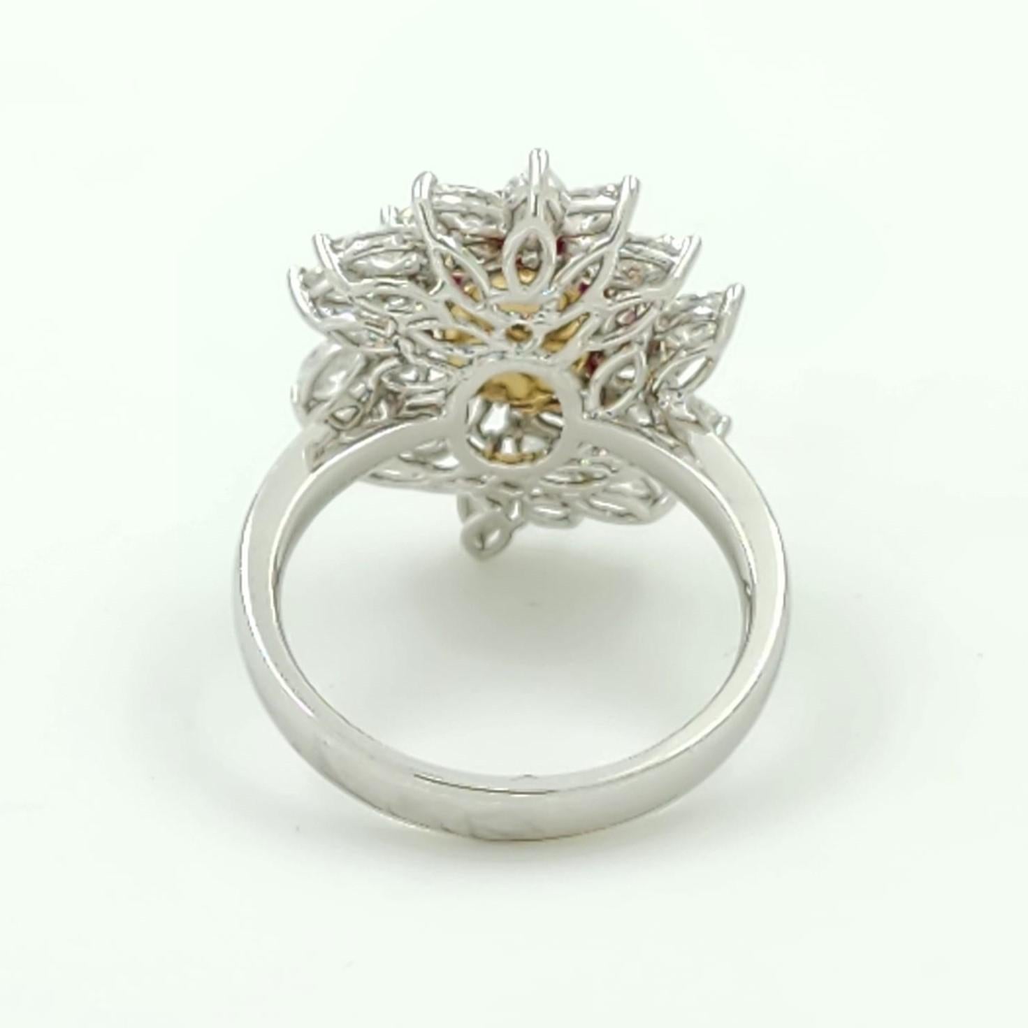 Women's GIA Certified 2.11 Carat Burma Ruby Diamond Ring in 18 Karat White Gold For Sale