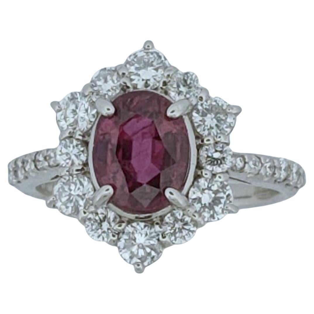 2.11 Carat Cocktail Ruby Ring made in PT900 For Sale