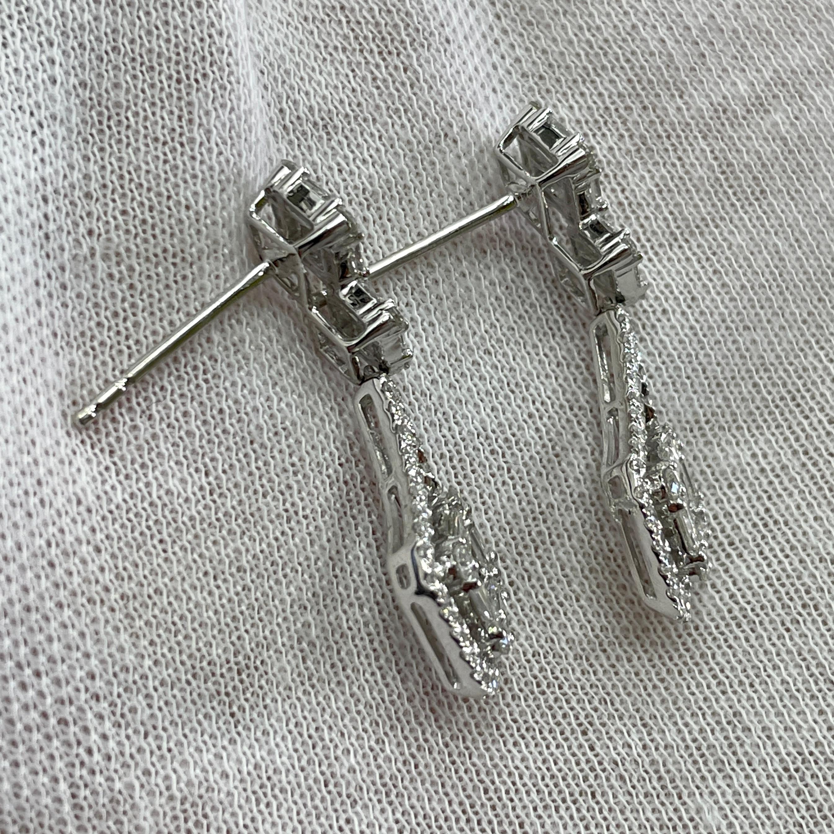 2.11 Carat Diamond & White Gold Earrings In New Condition For Sale In New York, NY
