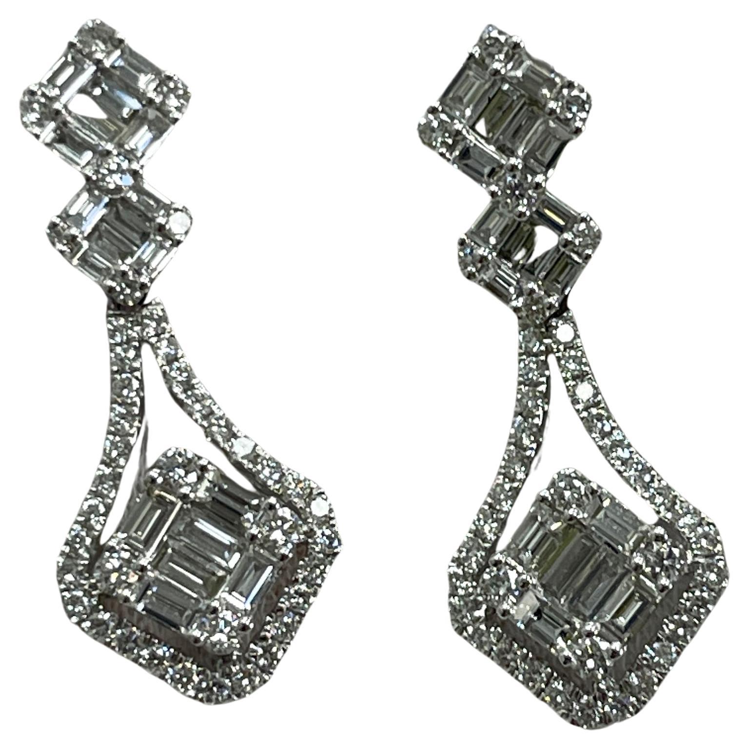 2.11 Carat Diamond & White Gold Earrings