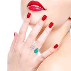 2.11 Carat Emerald Diamond 18 Karat White Gold Open Ring