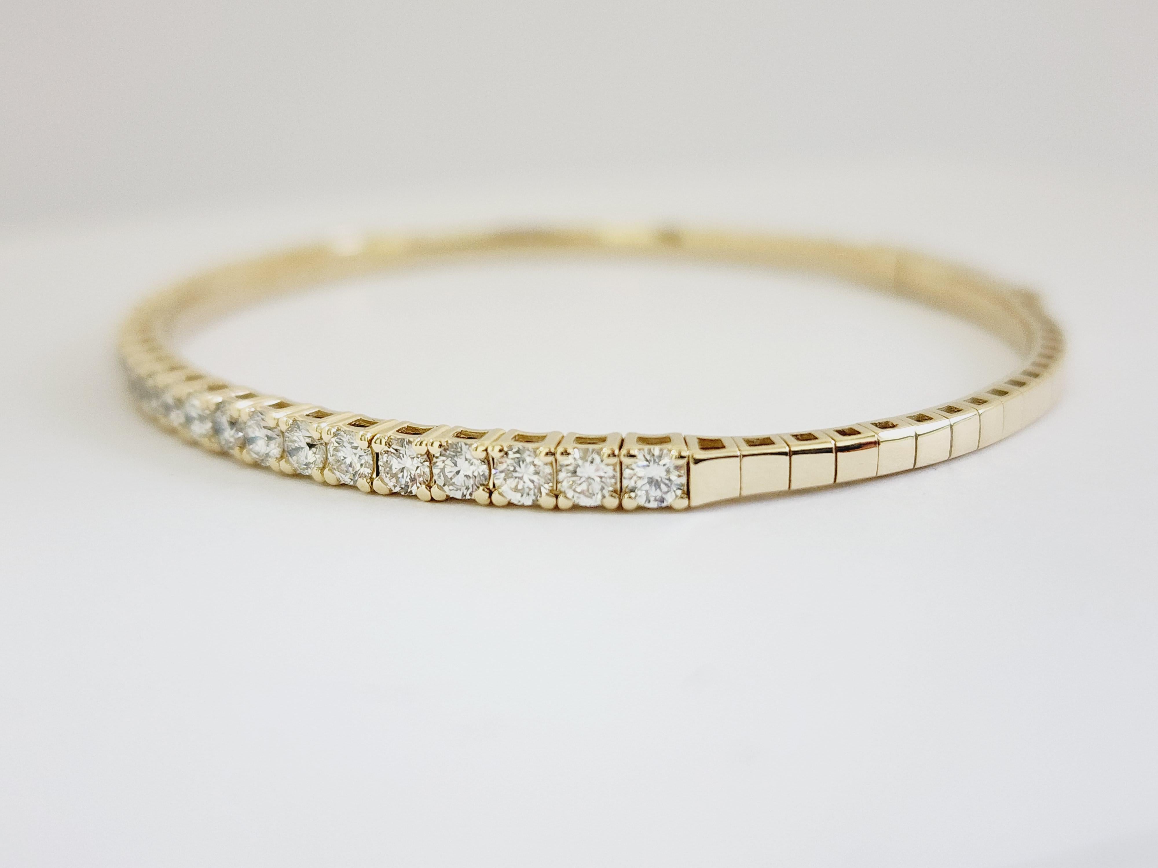 2,11 Karat Flexibler Armreif Gelbgold 14 Karat Tennisarmband im Zustand „Neu“ in Great Neck Plaza, NY