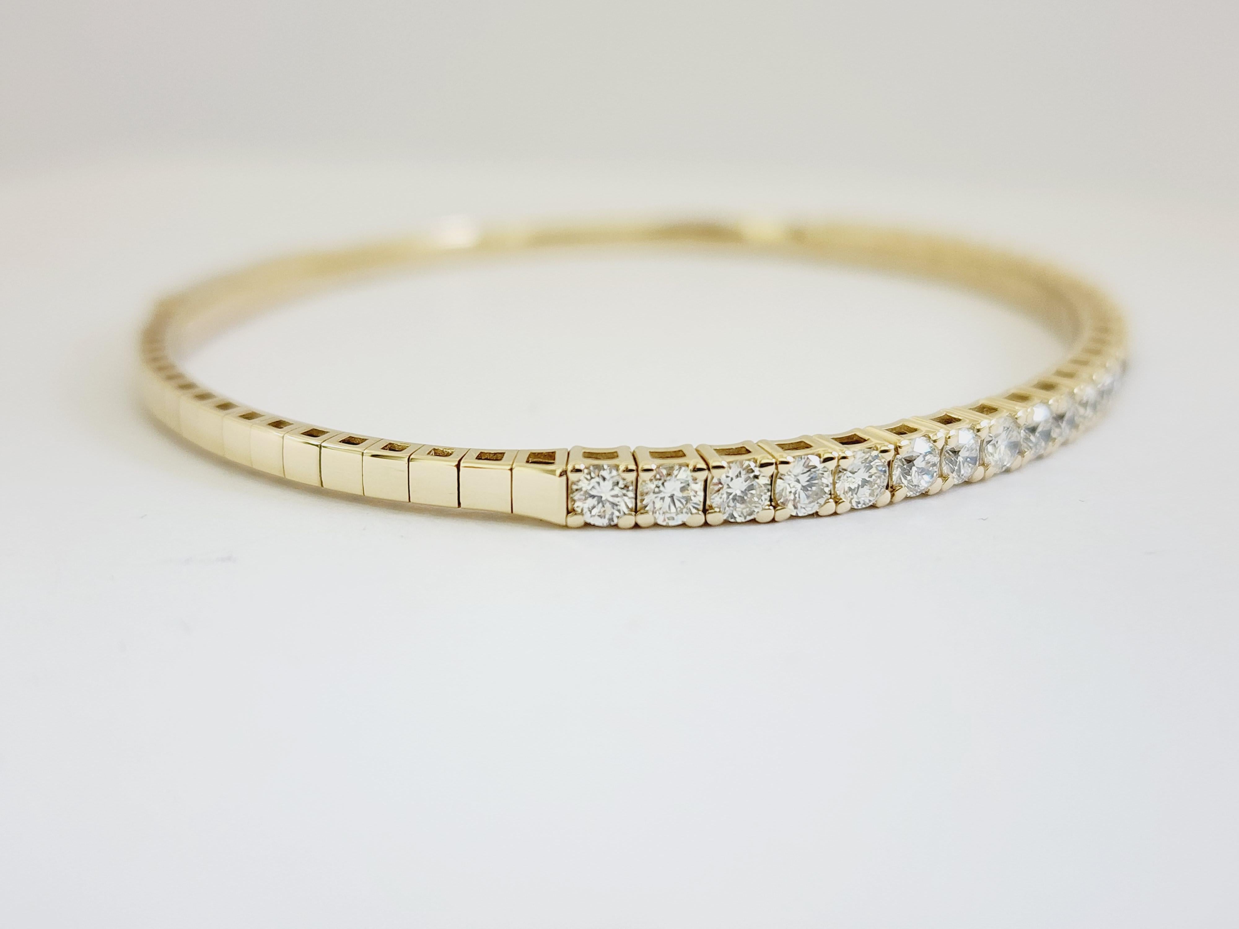 2,11 Karat Flexibler Armreif Gelbgold 14 Karat Tennisarmband 2