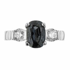 2.11 Carat GIA Certified Sapphire Diamond Platinum Three-Stone Engagement Ring