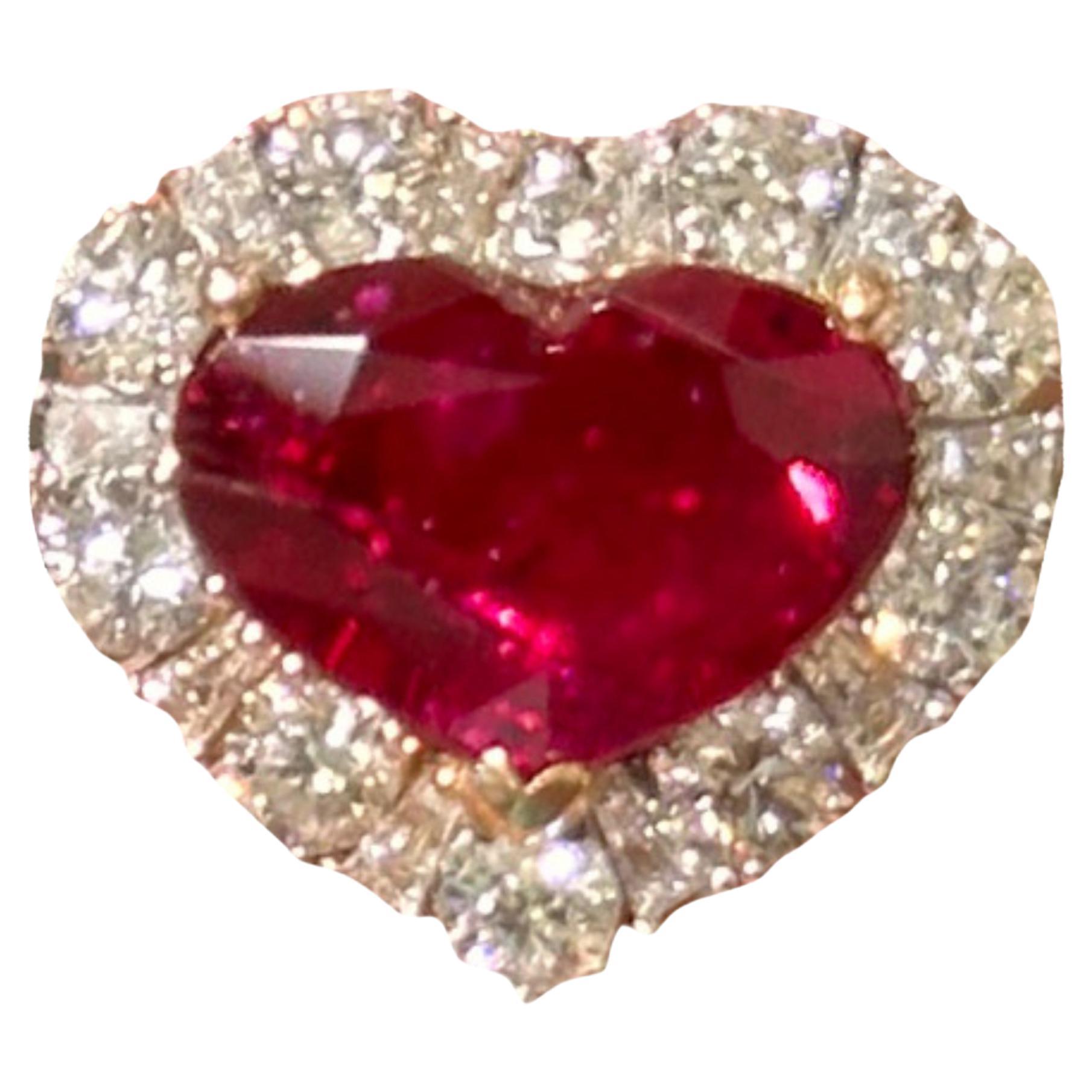 2.11 Carat Heart-Shaped Ruby Ring