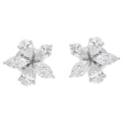 2,11 Karat Marquise & Birnenschliff Diamant feine florale Ohrstecker 14 Karat Weißgold