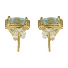 Aquamarine Trillion Earrings In 14 Karat Yellow Gold