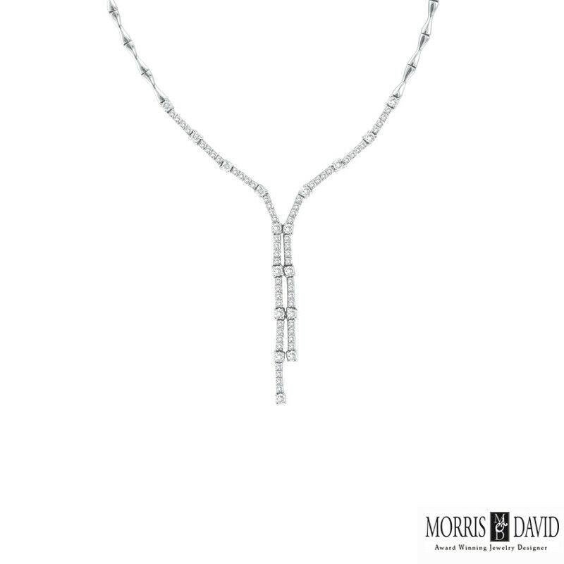 Contemporary 2.11 Carat Natural Diamond Fashion Necklace 14 Karat White Gold For Sale