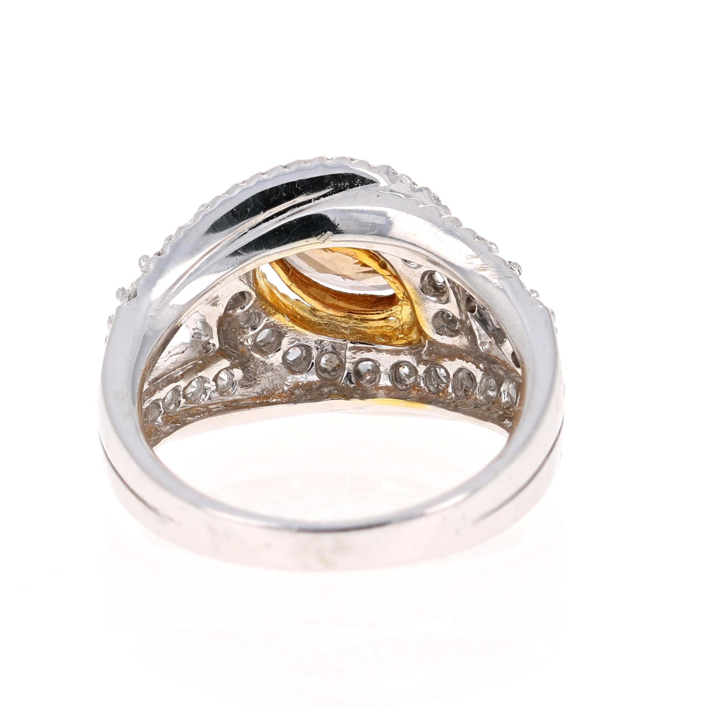 Modern 2.11 Carat Natural Fancy Brown Diamond Engagement Ring 14 Karat White Gold