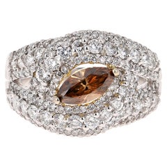 2.11 Carat Natural Fancy Brown Diamond Engagement Ring 14 Karat White Gold