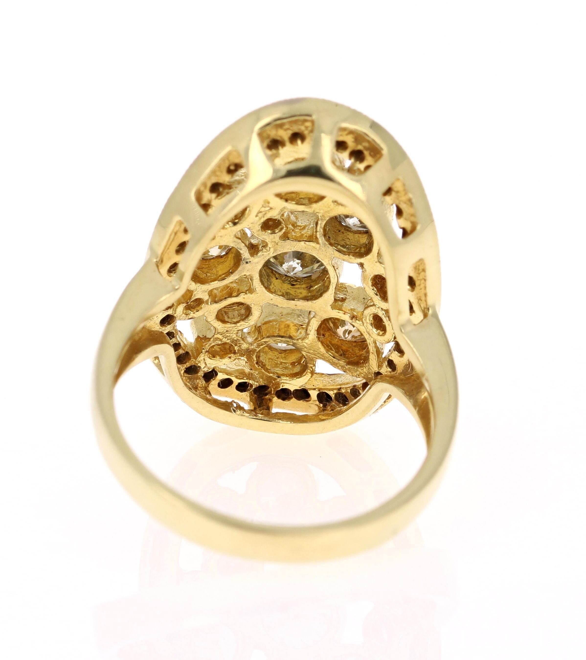 2.11 Carat Natural Fancy Color Diamond 18 Karat Yellow Gold Cocktail Ring For Sale 2
