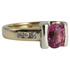 2.11 Carat Oval Pink Sapphire and Diamond 9k Yellow Gold Ring