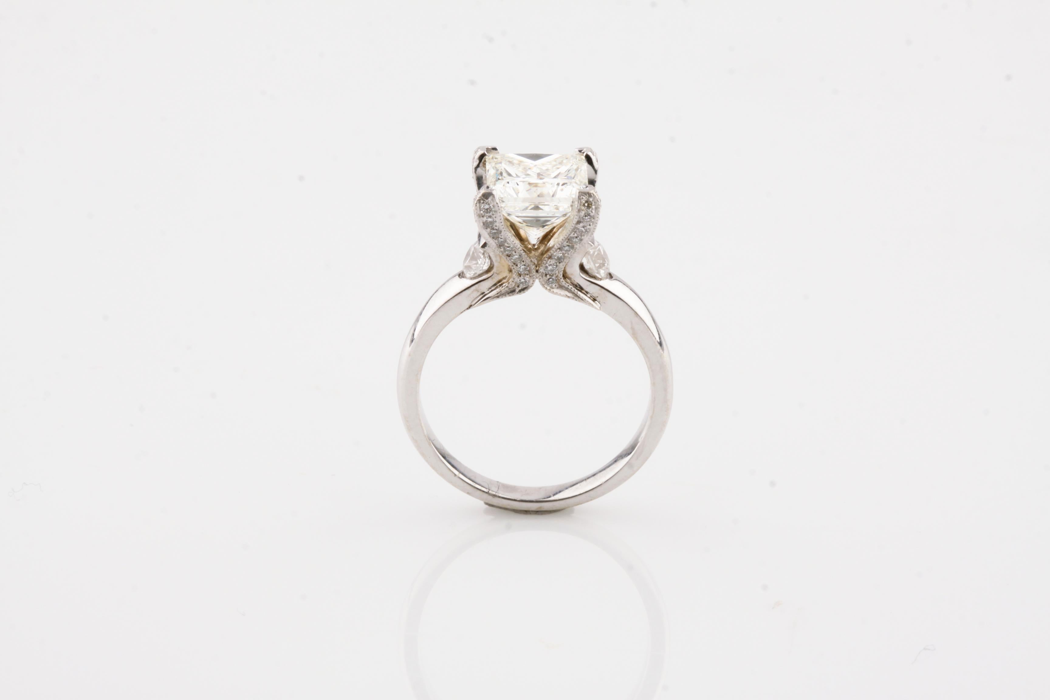 Engagement & Wedding Prong Set Ring 2.11 Ct Princess Cut Diamond 14k White Gold