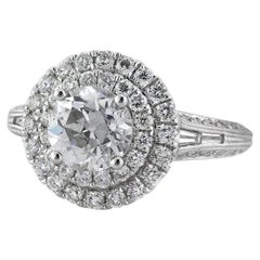 2.11 Carat Round Brilliant Diamond Ring Brilliant White 14K Gold Modern Nobility