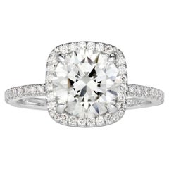 2.11 Carat Round Brilliant Diamond Ring Brilliant White 14K White Gold