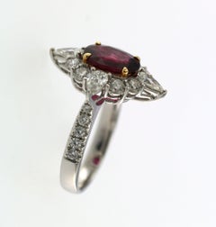 2.11 Carat Ruby Diamond Ring 18 Karat White Gold