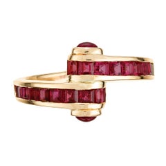 2.11 Carat Ruby Yellow Gold Bypass Style Ring